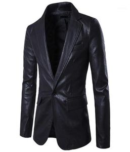 Sprężyna jesieni płaszcz w rozmiarze Plus Men Solid Slim End Black Pu Kurtka Męska Moda Formalna odzież wierzchnia FAUX SKÓRKA MENSIMACJA 02290279