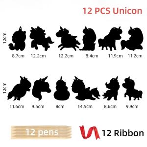 DIY Scratch Paper Card Art Unicorn Dinosaur Handmade Painting Toys Parent-Child Interactive Color Filling Drawing Board For Kids