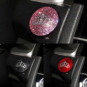 Atualizar botão de partida de um clique do carro bling auto interior botão de parada de partida do motor capa protetora diamante acessórios do carro para meninas