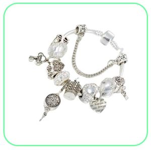 Bransoletka Bransoletka Charm Białe kryształowe koraliki DIY Heart Wisitant Jewelry Whole2408604