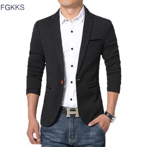 FGKKS Przyjazd luksusowy mężczyźni Blazer jesienna marka mody Slim Fit Suit Terno Masculino Blazers Mężczyzna 240318