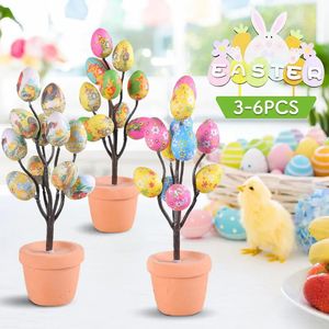 2024 Easter Simulation Eggs Potted Plant Party Decors Creative Speckled Egg Bonsai Desktop Ornaments Happy Easter Festival Decor 240322