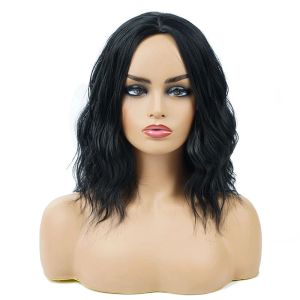 Wigs Black Wavy Short Synthetic Natural Wigs Silky Strands Afro African American High Temperature Fiber Women Wig