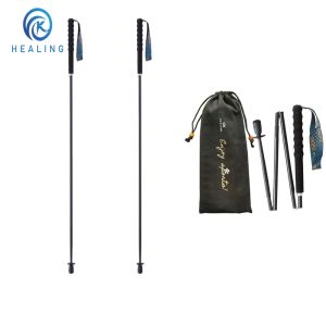 Sticks Folding Hiking Poles Full 100 % Carbon 3k Ultralight FiveSection Black Sold Hiking Trekking Portable Travel Walking Sticks
