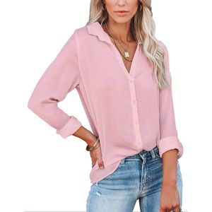 Womens Womens 2024 Autumn New Shirt Long Sleeve Solid Lapel Casual Shirt 1 Y710