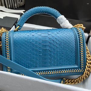 Umhängetaschen Französisch Charei Top Afrikanische Pythonhaut Damentasche Lange Kette Handtasche Modisch mit Kastenstaub