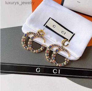 Populär delikat färg diamant charm designad för kvinnorörhängen designer smycken guld pläterade utvalda tjejtillbehör gåva A765