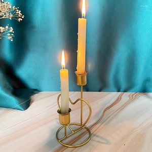 Candle Holders Gold Heart Shaped Art Candlestick Metal For Rod-shaped Candles