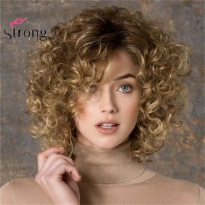 Wigs Strongbeauty Short Curly Heat Resistant Golden Blonde Mix Full Synthetic Wig mix order