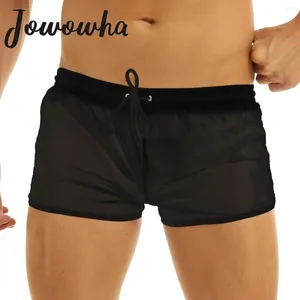 Herren-Shorts für Herren, lässig, zum Schwimmen, weicher, durchsichtiger Badeanzug, Stoff, Kordelzug, leichte Boxerhöschen für Pool-Party