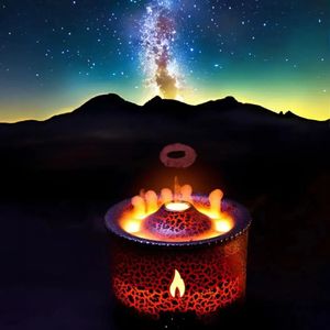 REUP Volcanic Flame Aroma Diffuser Essential Oil 360ml Portable Air Humidifier with Cute Smoke Ring Night Light Lamp Fragrance 240321