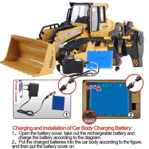 1/16 camion RC Bulldozer Dumper Crawler Tractor Model Engineering Auto Lighting Escocator Radio Controlled Car Toys for Boy Gift