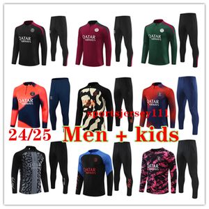 2024 2025 파리 축구 트랙 슈트 세트 22/23/24/25 PSSES MBAPPE URVETEMENT Football Training Suit Long Sleeve 세트 스포츠웨어 조깅 chandal 남자 아이들 축구 키트 ppsg