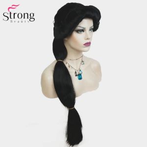 Peruker Strongbeauty cosplay peruker Jasmine Princess Long Black Wig Synthetic Hair