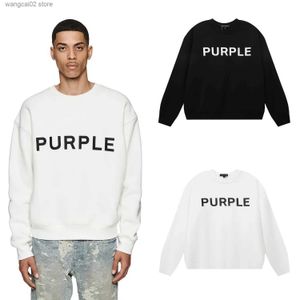 Men's Hoodies Sweatshirts Purple Brand Crewneck Sweatshirts Women Men Black White Letter Print Hoodies High Strt Strtwear T240402