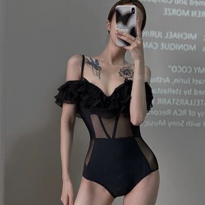 Suits Highquality2023Lace Sexy Onepiece Swimsuit Women New Small Breasts Show Thin Meat Hot Spring Swimsuit Women Swimsuit Swimsuit