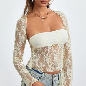 Kvinnors T-skjortor Puloru Sweet Two-Piece T-shirt Set Estetiska kläder Lång ärm beskurna axlar med Bandeau Tube Tops Streetwear