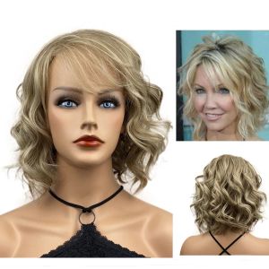 Wigs Strongbeauty corta ash wavy bionda ad alto calore ok parrucca sintetica completa per donne