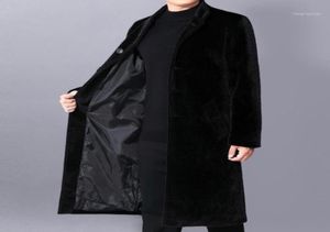Men039s Fur Faux Autumn Winter Casual Woolen Coat Men Trench Coats Black Long Sleeves Overcoat Mens Cashmere Casaco Masculino3313058
