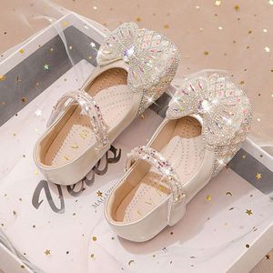 Girl's Princess 2024 Spring and New Children's Little Leather Autumn Baby Crystal Shining Water Diamond Single Shoes