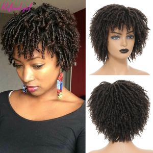 Peruklar Siyah Kadınlar İçin Kısa Dreadlock Peruk Afro Kıvırcık Twist Wigs Sentetik Isıya Dayanıklı Nefes Alabilir sahte Locs Örgüler Saç perukları