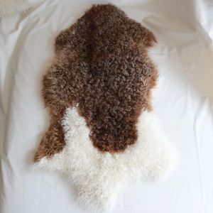 Tappeti SCMR01 Short Curly Tibetan pelle di pecora da pecora unica colore marrone naturale a agnello mongola per pelle tappeto