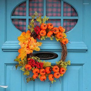 Decorative Flowers Pumpkin Garland Artificial Red Berries Wreath Thanksgiving Farmhouse Decoration