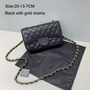 Hochwertige Designer-Tasche, Mini-Rechteck-Klappentasche, Damen-Handtasche aus echtem Leder, Kaviar-Handtasche, schwarze Handtasche, Umhängetasche, luxuriöse Umhängetasche