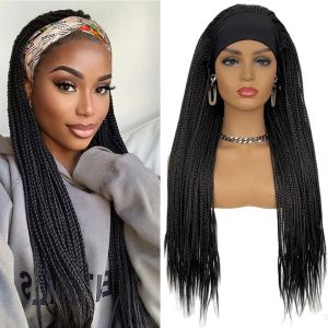 Wigs Box Braided Headband Wigs for Black Women Synthetic Braided Wigs Twist Crochet Hair Cornrow Braid Wig Long Straight Headband Wig