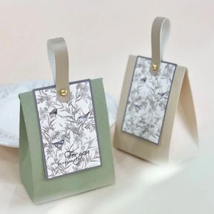 Gift Wrap 20 Pcs/Lot Creative Wedding Candy Bag Retro Pearlescent Green Box Flower And Bird Pattern Accompanied Hand