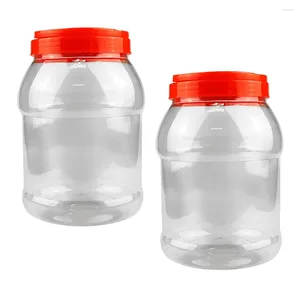 Storage Bottles 2 Pcs Transparent Tank Pet Food Containers Plastic Tea Canister Spice Jar Jars Seal The Sealed Canisters Kitchen