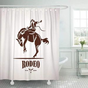 Shower Curtains Cowboy Rodeo Horse Symbol Silhouette American Bronco Bucking Clip Curtain Waterproof Polyester Fabric 72 X 78 Inches