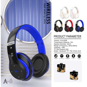 A6S Head Mounted Bluetooth Earphones, Wireless Stereo Earphone Card, Sound Receiving and Calling Function, Business Earphones