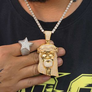 Christian Hip Hop Takı Geçidi Pırlanta Test Cihazı Bling 925 Gümüş Buzlu Gra VVS Moissanite İsa Mesih Kolye Zincir Erkekler İçin