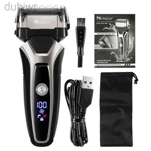 Electric Shavers USB Rechargeable Shaver Stainless Steel Shaving Machine Men 3D Triple Floating Blade Razor Barber Trimmer 2442