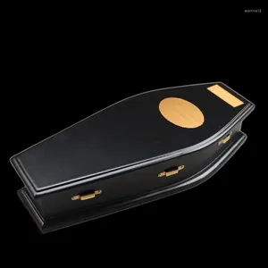 Gift Wrap Black Coffin-Shaped Wooden Storage Box Halloween Case Home Decoration Christmas Thanksgiving Day