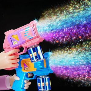 Electric Lighting10 Holes Bubble Machine Outdoor ToysSpacemany Automatic Shape Blowerwith Light Bubble Gun Boys Girlstoys 240329