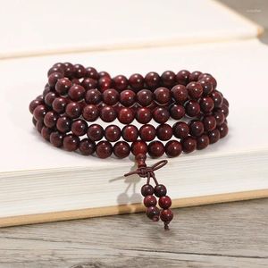 Bangle Natural Zambia Small Leaf Rosewood Hand String 108 Buddha Beads Bracelet For Man Women Accessories Rosary