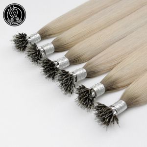 Extensions Fairy Remy Hair Pre Bonded Micro Link Human Hair Extensions Ice Blonde Color 1624 Inch 0,8 g/s Micro Pärlor riktigt Remy Human Hair