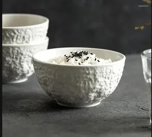 Bowls 4.5 Inch Grain Rice Bowl Creative White Ceramic Restaurant Salad Lamian Noodles Household Kitchen Tableware