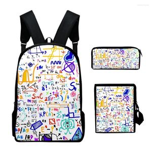 Mochila jovem ciência física química fórmula 3d impressão 3 pçs/set sacos de viagem portátil mochila bolsa ombro lápis caso