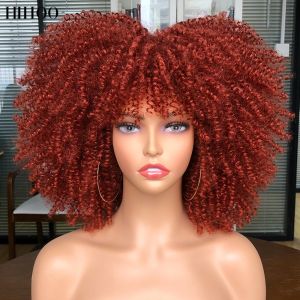 Parrucche per capelli corti parrucca riccia straziante con frangia per donne nere cosplay bionda bionda sintetica parrucche rosse naturali africano ombre gluteless