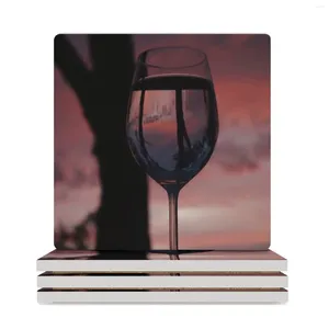 Bordmattor Dawn Reflection Ceramic Coasters (Square) Plate White Cup Holder Creative