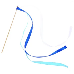 Parti Dekorasyonu 20pcs Şerit çubuklar dans kurdeleleri flamalar düğün için küçük çan ile peri sanatsal dans twirling mavi