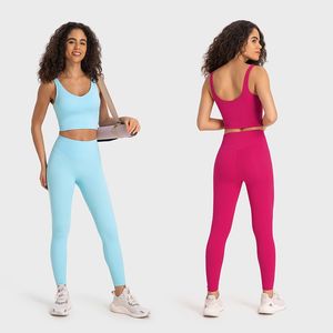 Lu-88 Sets Align Leggings und Sport-BH Luu Aign Yoga Lemon Set Damen 2-teilig Sportbekleidung Gym Top Shape BH Fitness Leggings mit hoher Taille Workout Sportkleidung