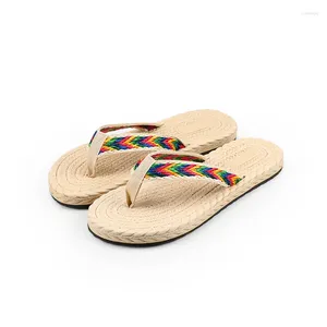 Casual Shoes Summer Flip Flops Women's Slippers Beach Bohemia Flat Slides Weave Ladies Sandalias Mujer Verano 2024