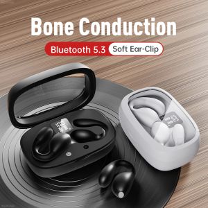 Sandals Wireless Bone Conduction Headphones Fones Bluetooth 5.3 Ear Clip Earring Earphones Touch Control Sports Headsets with Microphone