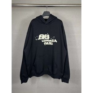 Mens Designer Hoodie Balencigs Moda Hoodies Hoody Mens Suéteres de Alta Qualidade Paris Edição Correta Marca BB Pintado à Mão Graffiti Speckle Impressão Solto Suor SQ3D