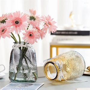 Vasen, Blumentopf, 13 x 13 x 18 cm, moderne Arrangements, getrocknete Blumen, einfache Desktop-Dekoration, Glasvase, transparente Farbe