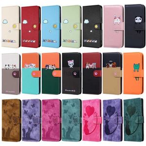 Чехлы для мобильных телефонов iPhone 14 Кожаный флип-чехол для Funda iPhone 15 13 Prro Max Plus 3D Cute Cat Wallet i Back Cover Women 2442